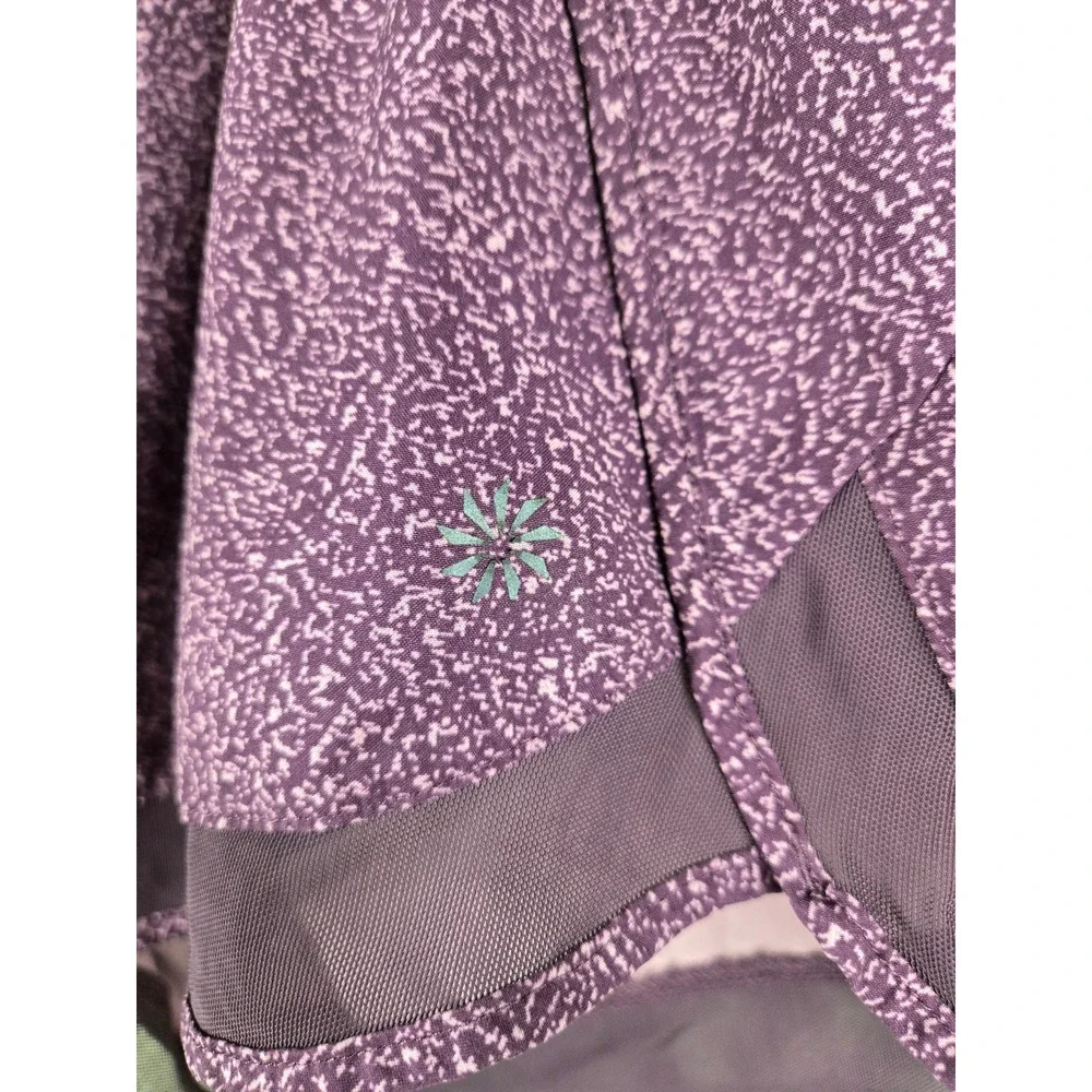 Athleta Printed Mesh Racer Run Short 4 Purple Smocked Waist Liner Womens S
